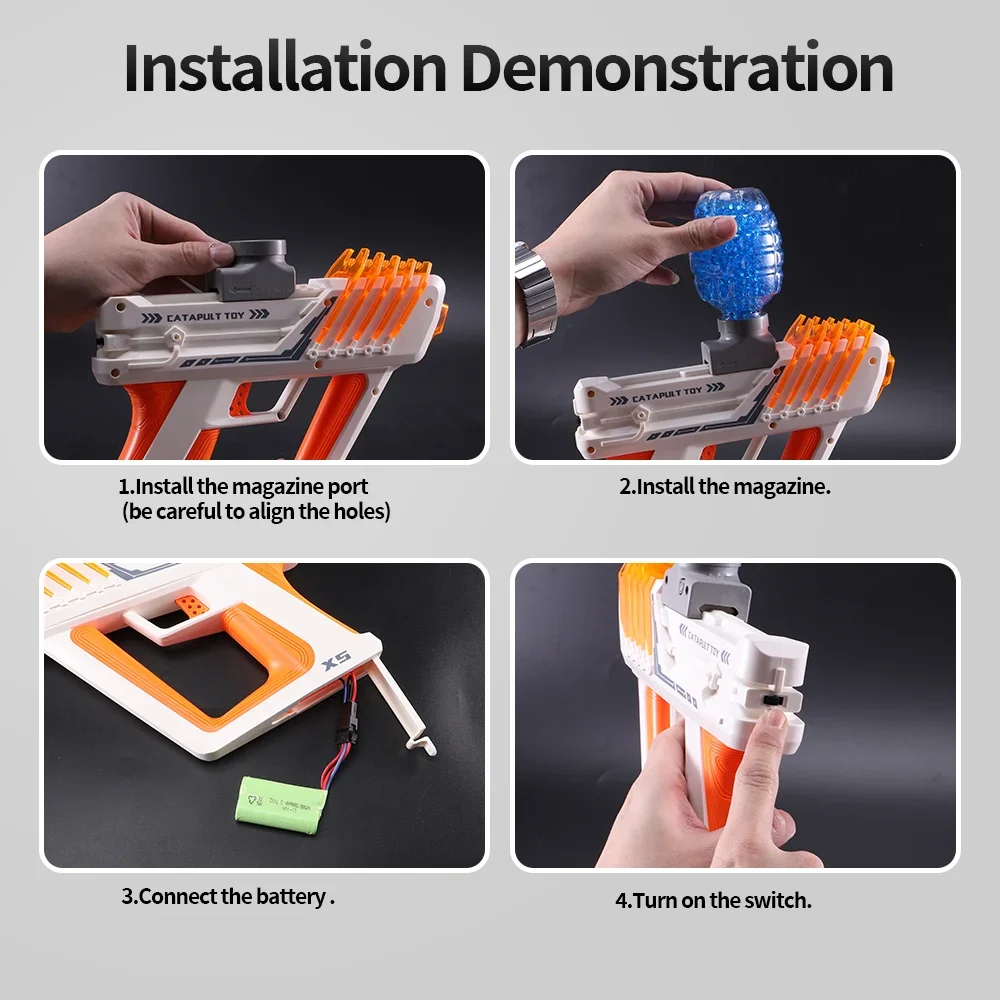 Elétrica Contínua Alta Velocidade Tiro Gel Ball Toy Gun, Adequado para Tiro ao Ar Livre, Jogos de Equipe, Dia das Bruxas, Presentes de Natal