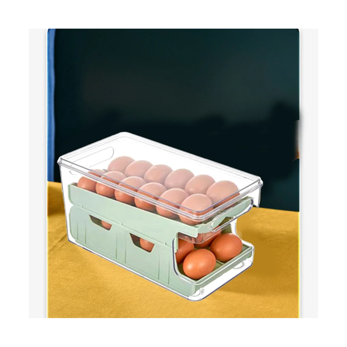 Slide Egg Box Kitchen Refrigerator Transparent Storage Box Automatic Egg Roll Fruit and Vegetable Preservation Box