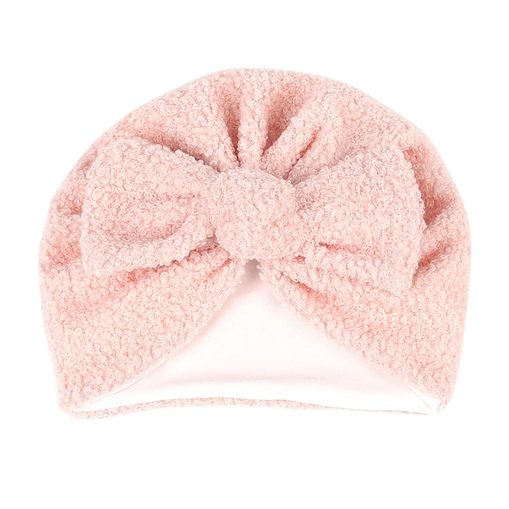 Lamb Bowknot Baby Hat Cute Solid Color Baby Girls Boys Hat Turban Soft Newborn Infant Cap Beanies Head Wrap