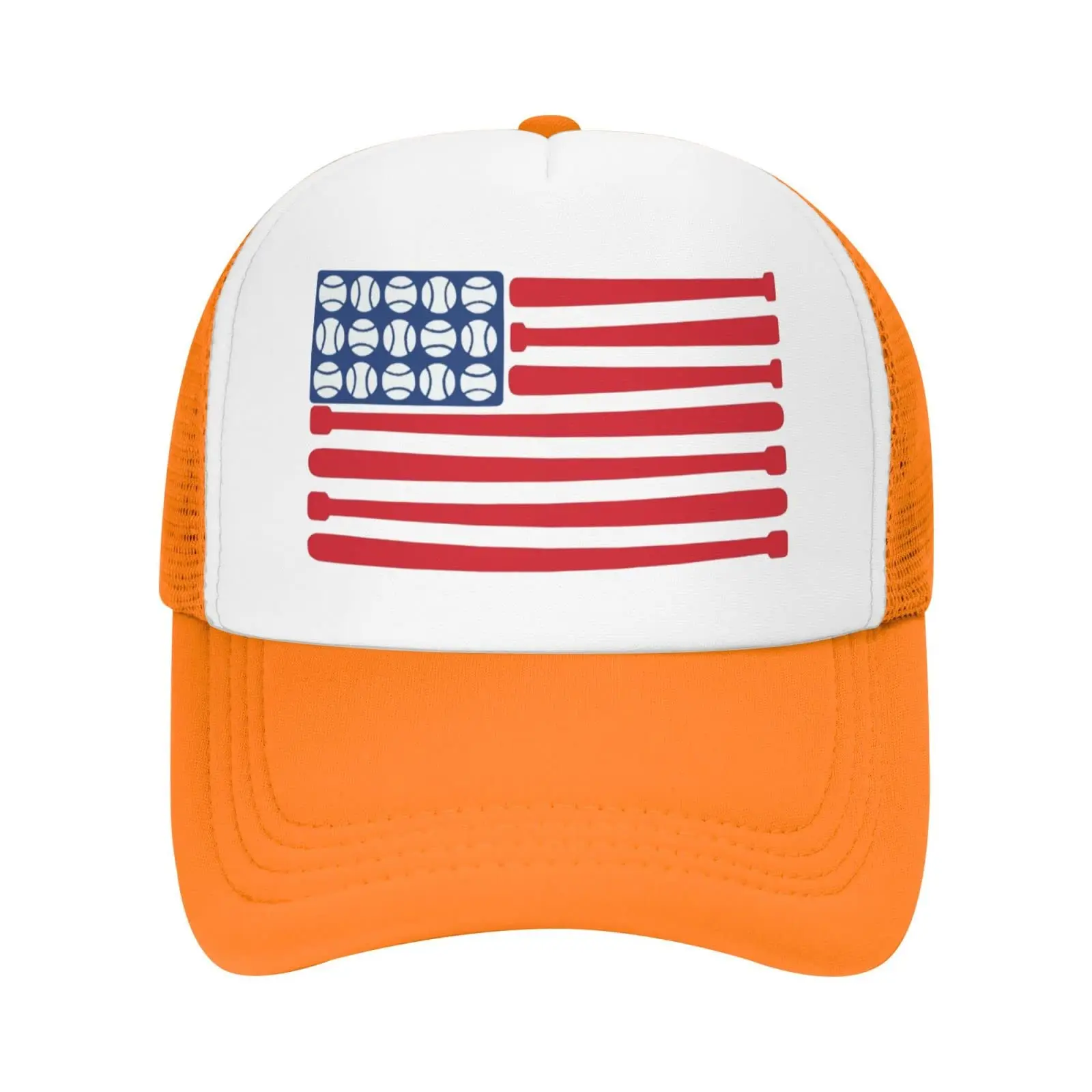 Baseballs Bat America Flag of American Mesh Trucker Hats for Men's Women's Girls Boys Caps Casquette