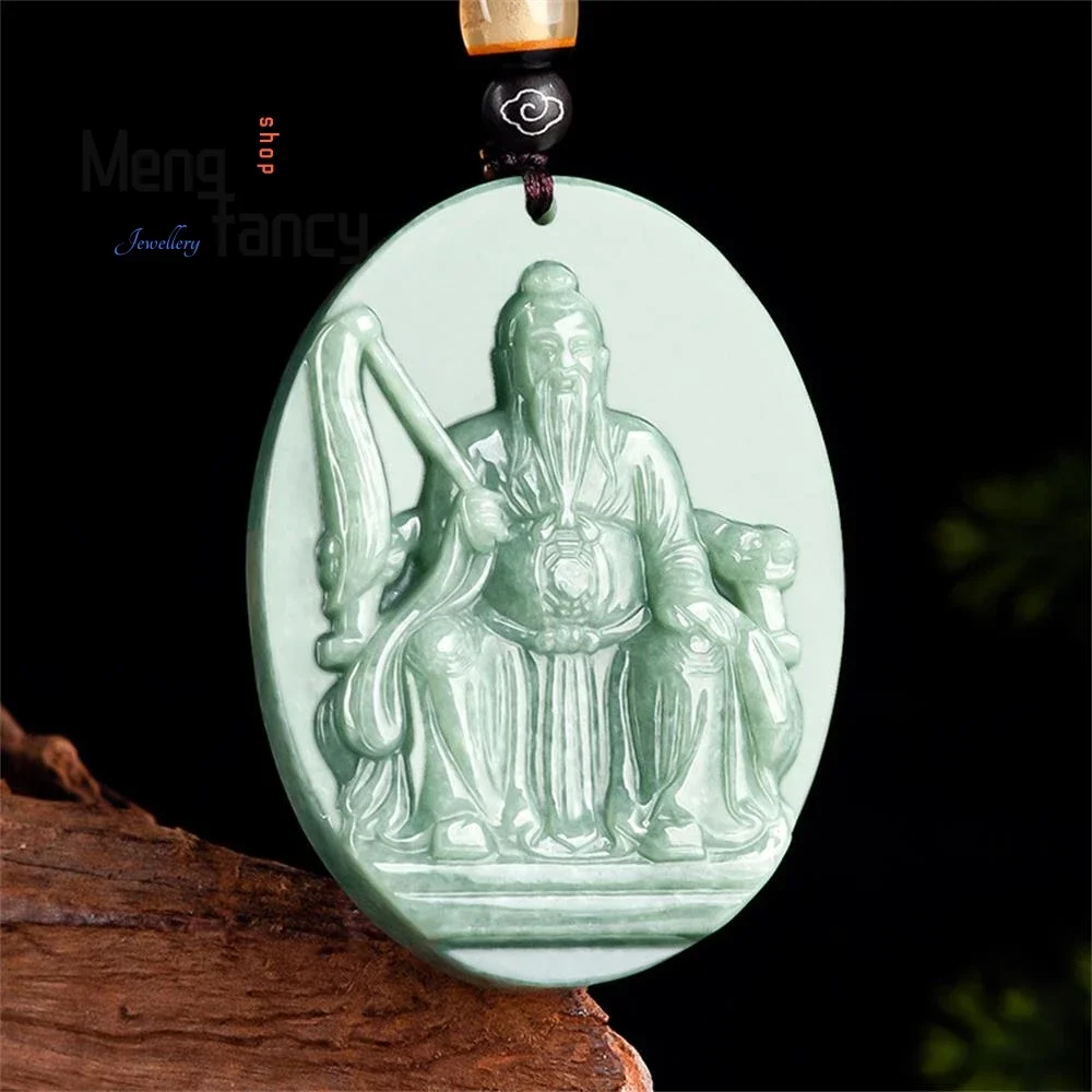 Natural A-goods Jadeite Taishang Laojun Jade Pendant Retro Simple Exquisite Engraver Handicraft Best Selling Fashion Jewelry