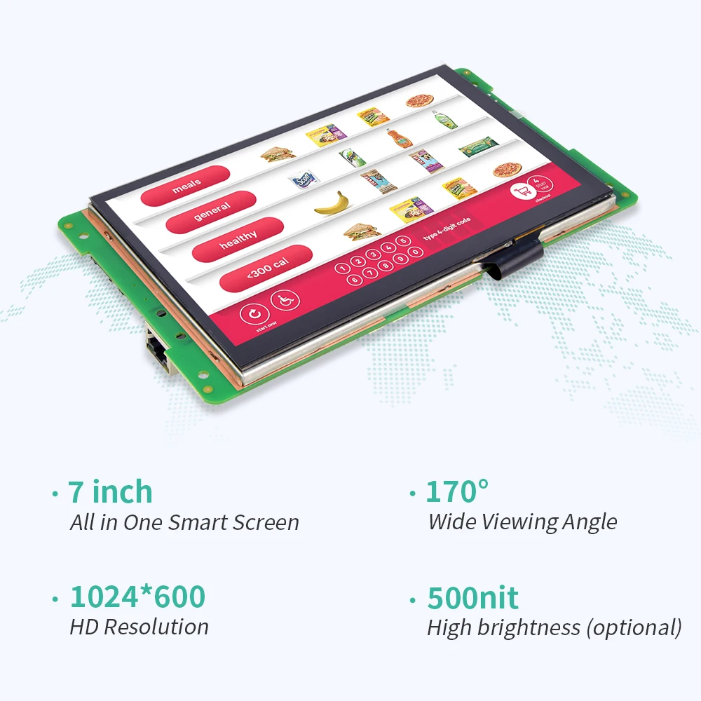 IXHUB 임베디드 안드로이드 LCD 디스플레이, 리눅스 우분투 HMI 스크린, A133, 3D 프린터, POS 기계, 충전 파일, 자동 판매기, 7 인치