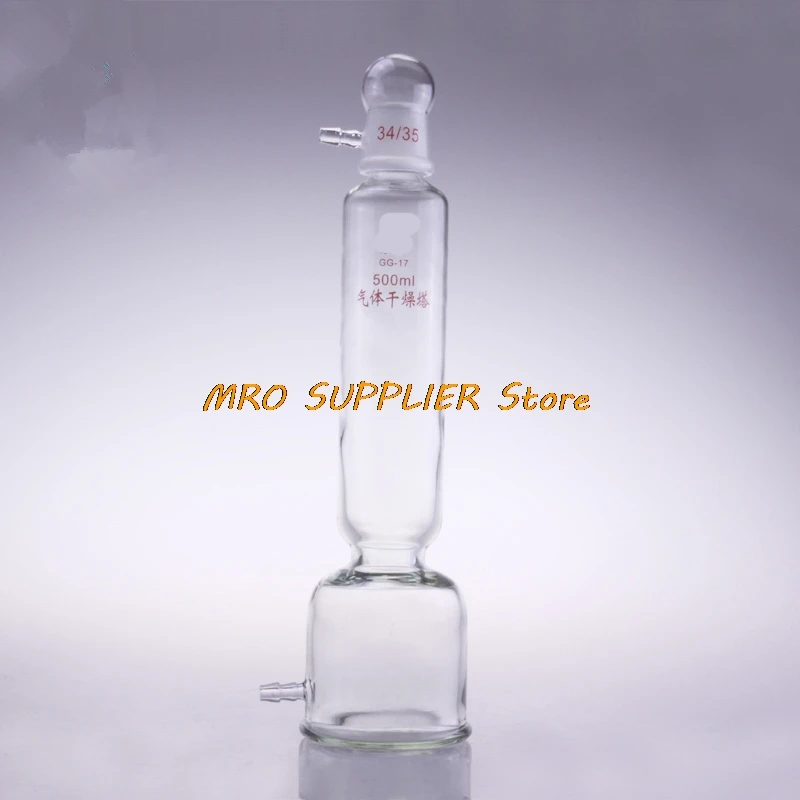 1Pc 250ml 29/32 500ml 34/35 Glass Drying Tower Drier With Hose Connection Gas Absorption Glass Experimental Apparatus Lab Use
