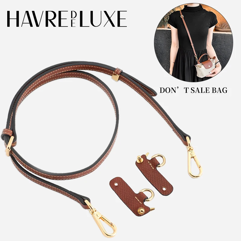 

HAVREDELUXE Leather Replacement for Longchamp mini Crossbody Bag Strap, shoulder strap without punching modification