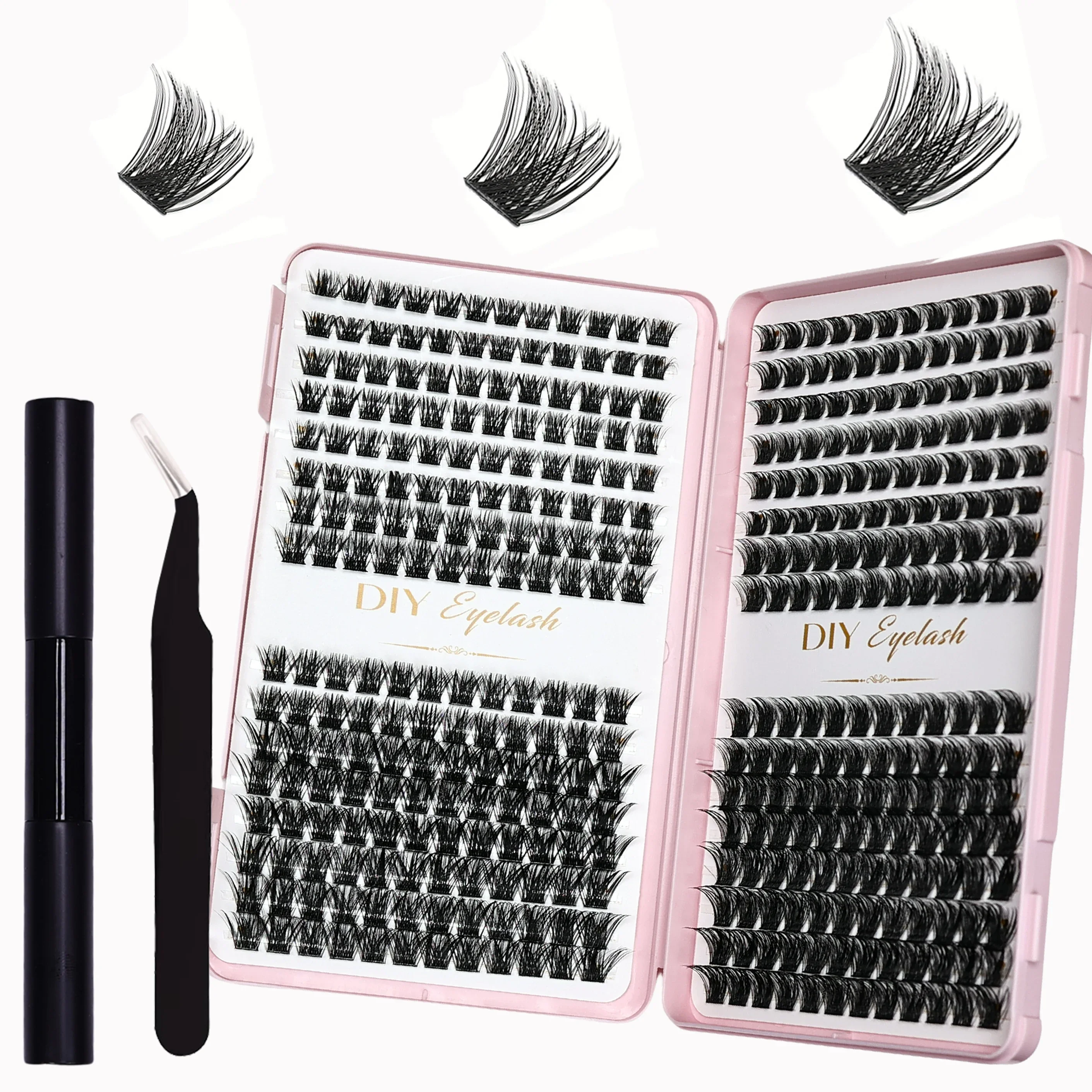 Eyelash Extension Kit with 384pcs Eyelash Extension Kit Set with Bond, Sealant, and Tweezers