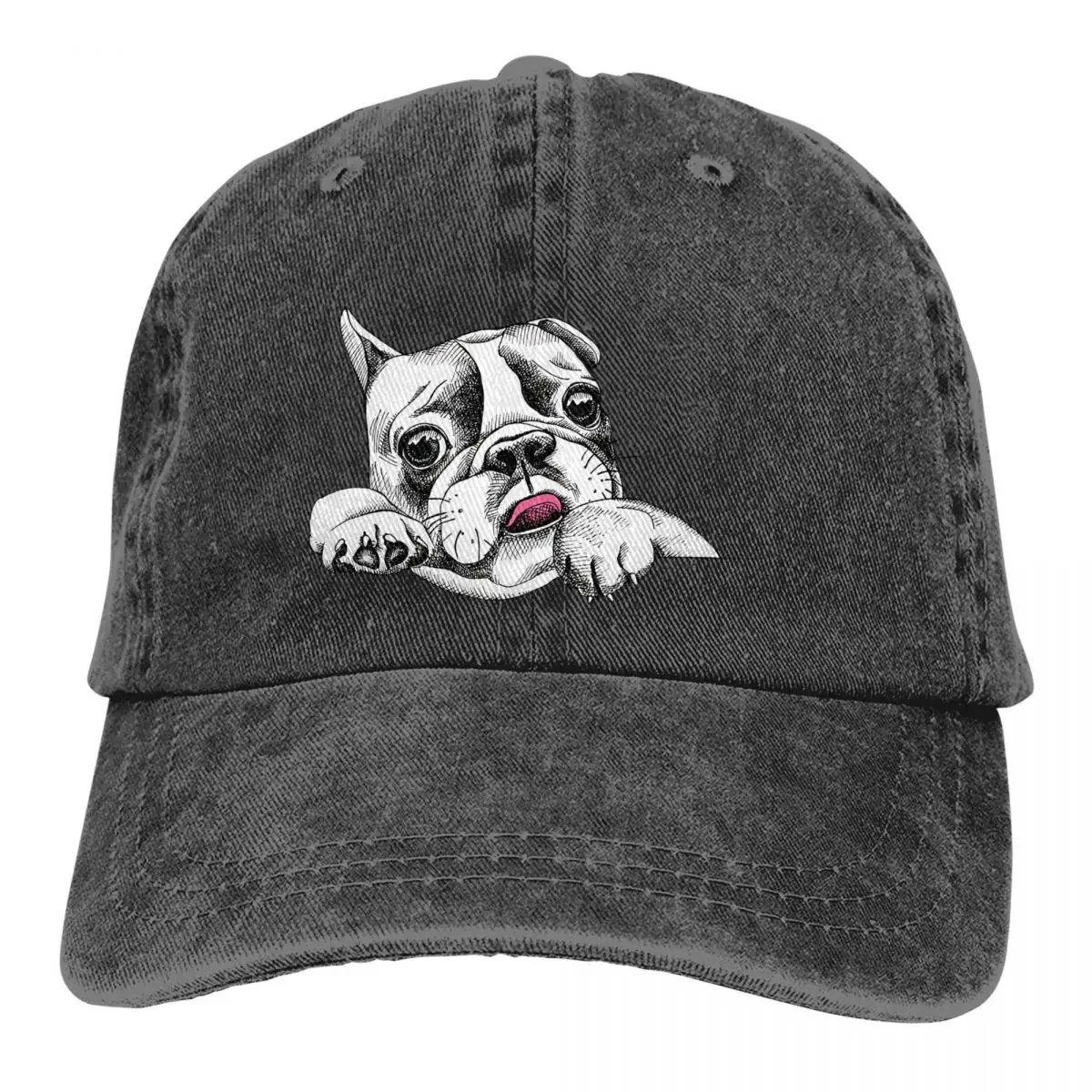 Hand Drawn Cute French Pug Baseball Caps Peaked Cap Sun Shade Hats for Men