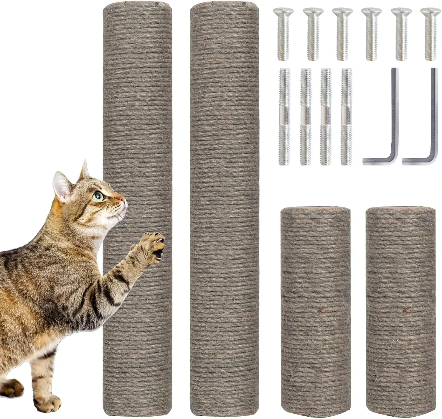 

Cat Scratching Post Replacement, 4 Pieces Cat Scratcher Cat Tree Replacement Parts, 15.4'' x 2.67" Dia + 7.87“ x 2.67"