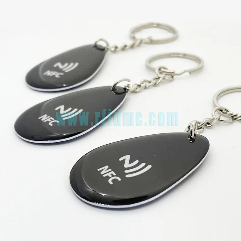 Waterproof NTAG215/NTAG216 NFC Epoxy Tag RFID Key Card Keychain 13.56MHz 45*30MM for NFC Enabled Mobile Phone