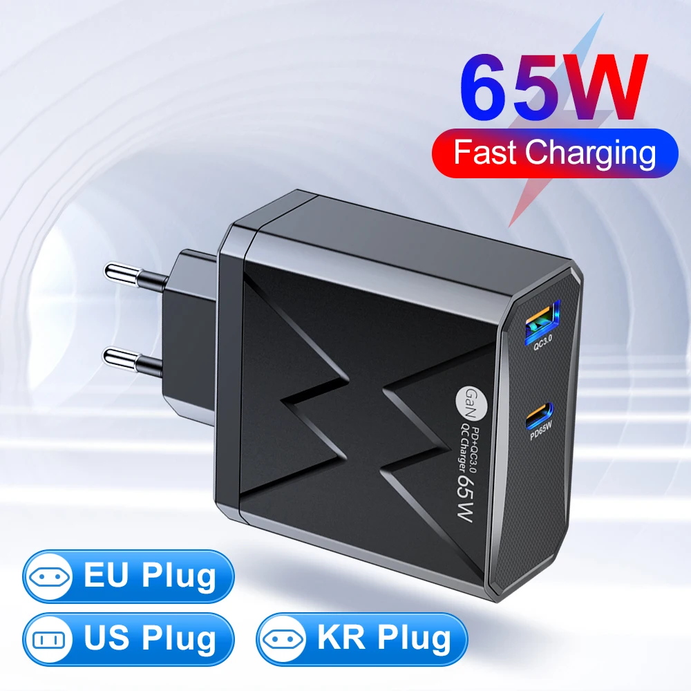 65W MultiPort USB Type C Fast Charging Wall Charger Portable Quick Charge Power Adapter Travel Charger for iPhone Samsung Xiaomi