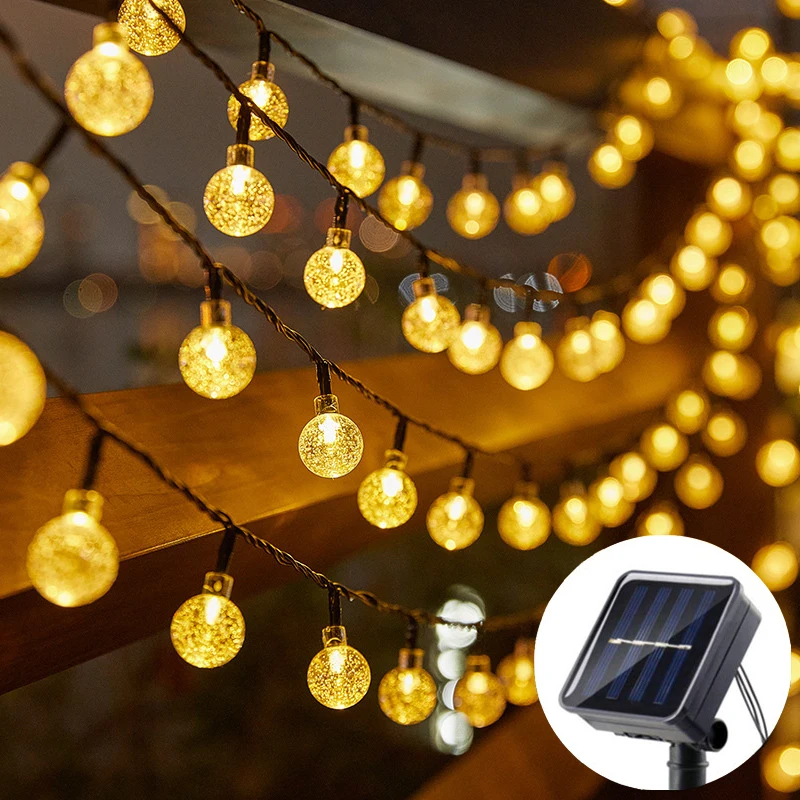 

2026 New Solar Crystal Globe LED String Lights LED Solar Outdoor Light Fairy Bubble Light for Garden Wedding Party Decoration