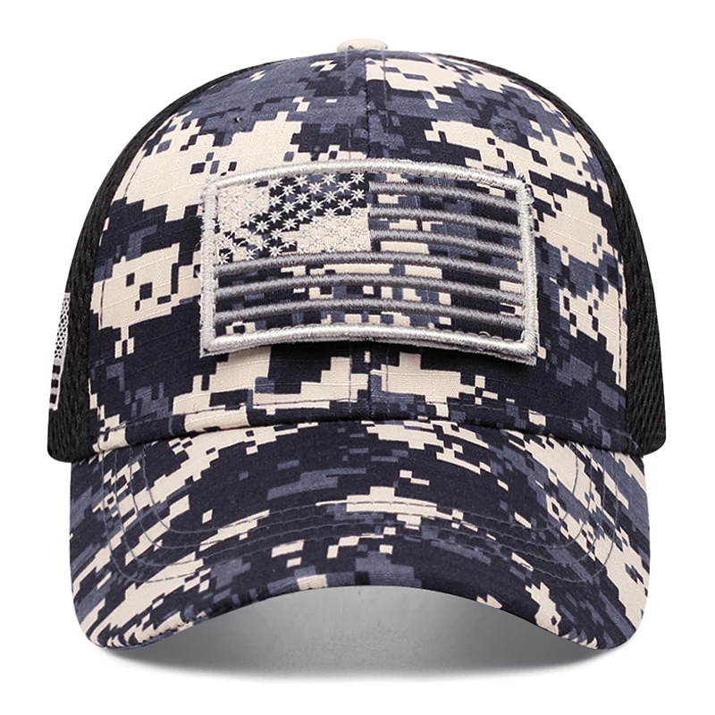 American Flag Camouflage Baseball Caps For Men Net Hat Men Removable Patch Fashion Snapback Hats For Women Casual Golf Cap Male