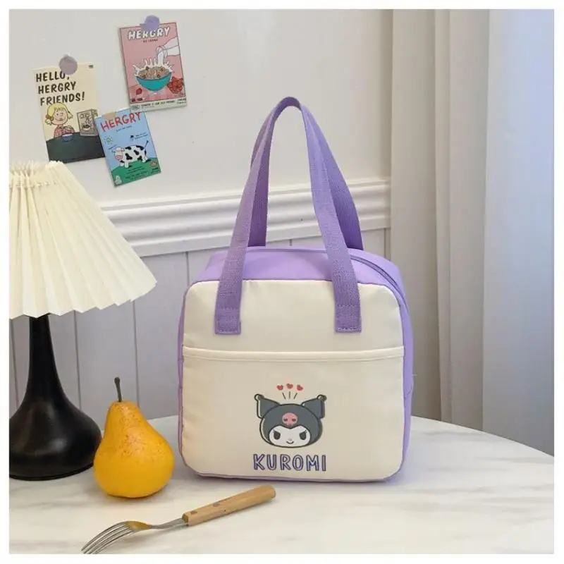 Borsa per il pranzo per studenti Sanrio Hello Kitty Kuromi Office Worker Cartoon Borsa termica Bento portatile impermeabile Picnic Party Kawaii