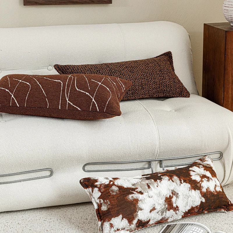 30X65CM Caramel Rectangular Throw Pillow Cover Ancient Homestay Stamping Waist Cushion Cover Decor Home Decorative Pillowcase