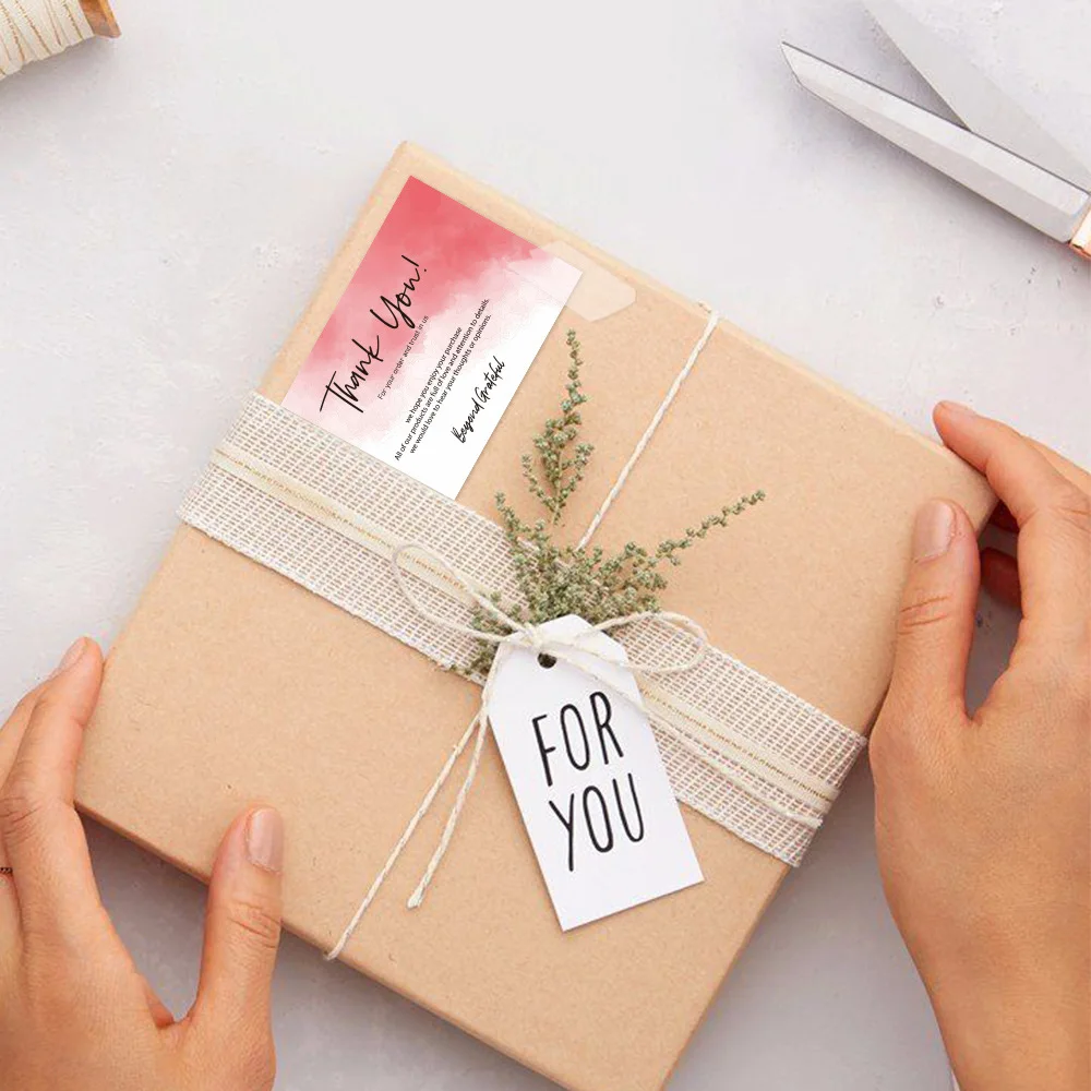 30pcs 9x5.4cm Kraft Paper Thank You Cards for Small Bussiness Greeting Card Diy Gift Packaging AccessoriesWholesale Supplies