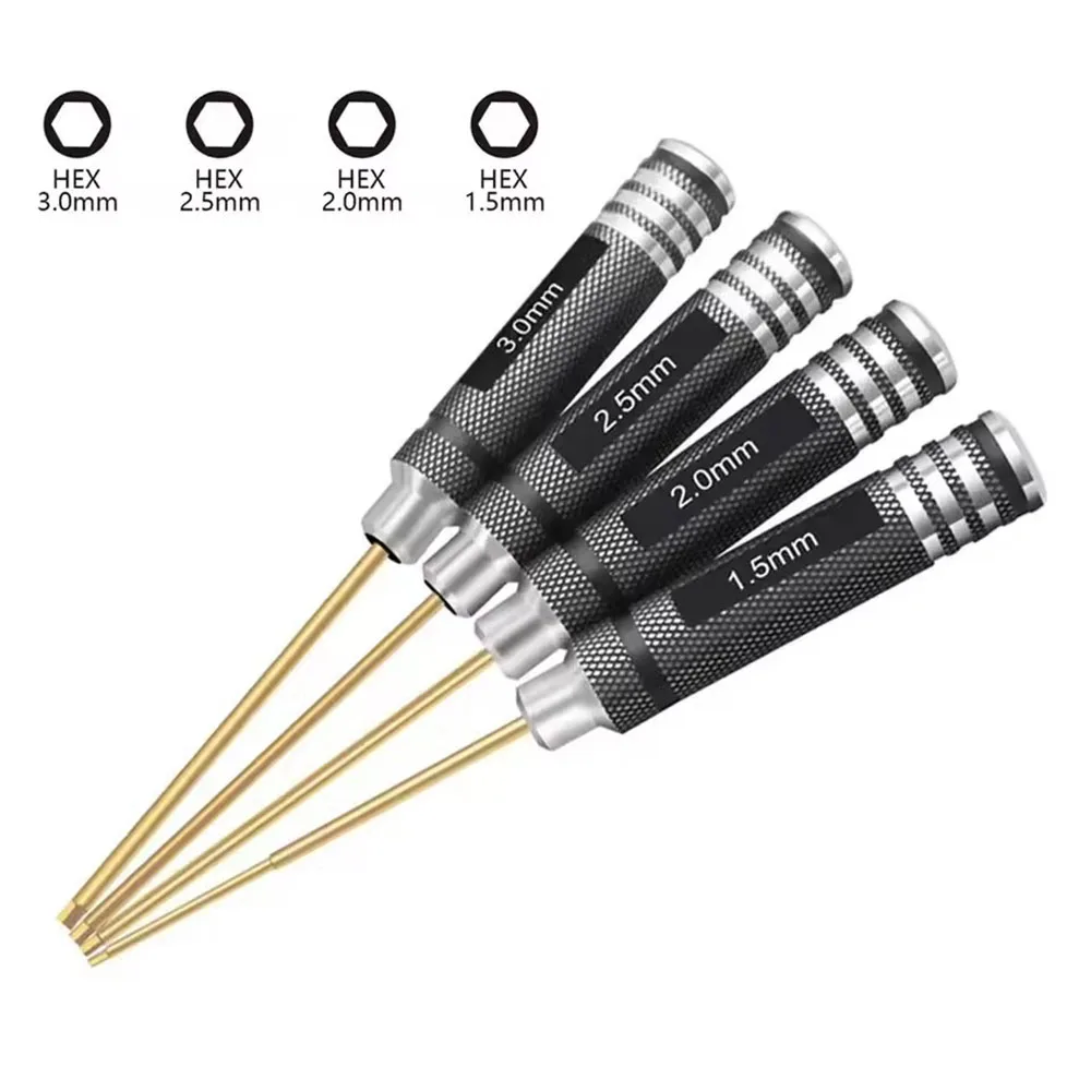 

Suitable for 1.5/2.0/2.5/3.0mm hex screwdriver kit,High speed steel coated with titanium inner hexagon