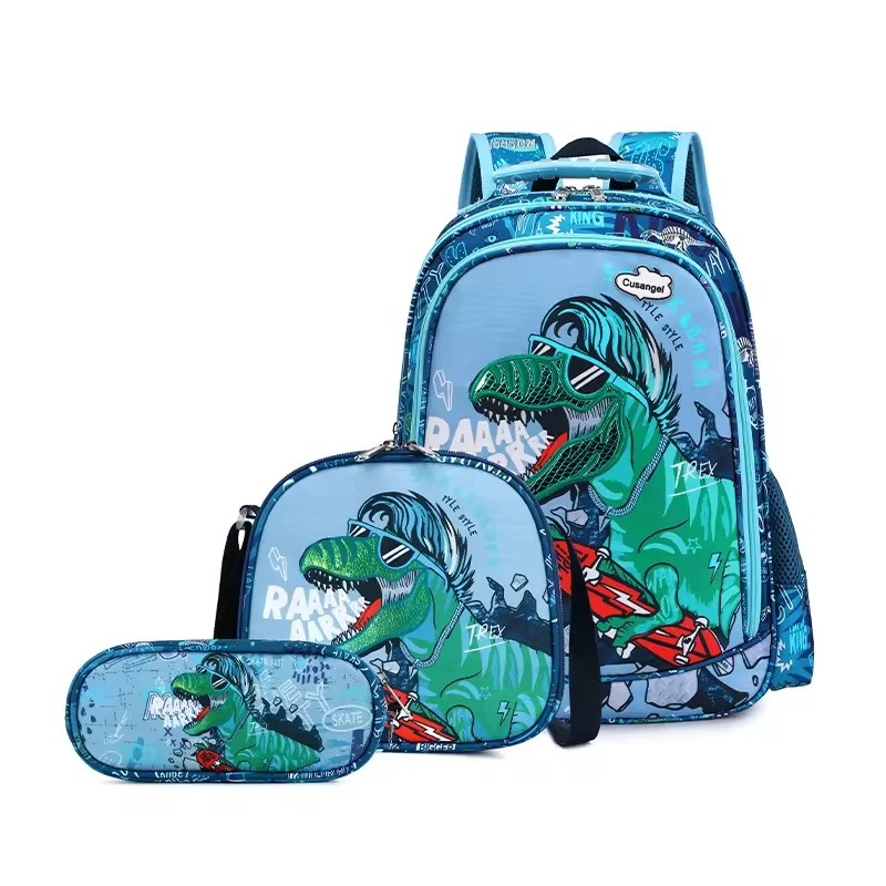 High Quality New Arrivals School Backpack Set Dinosaur Cartoon Bag Schoolbags Kids Backpack 3PCS,A Backpack,A Pen Bag,A Meal Bag