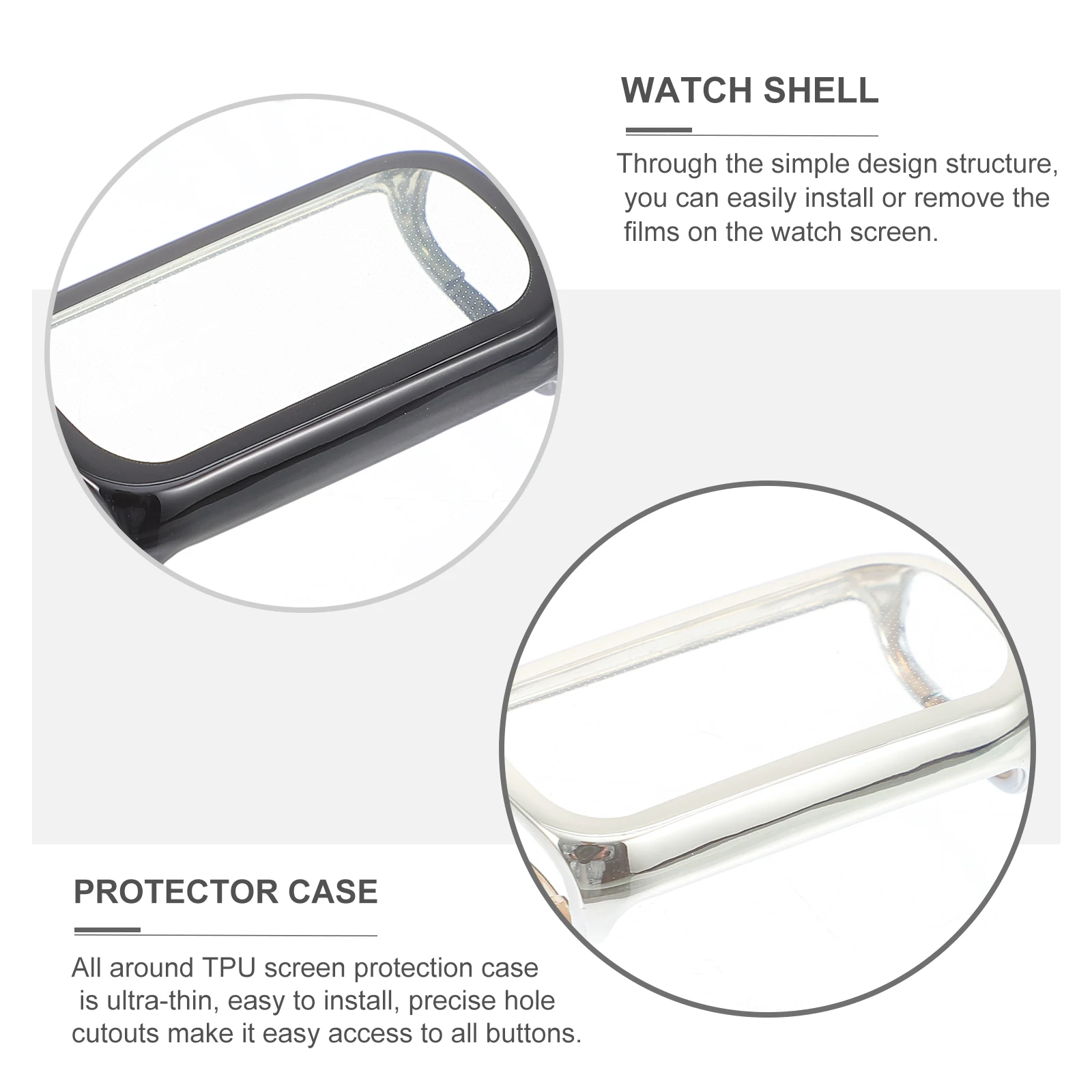 

2pcs Soft Rubber Watch Protective Cover Smartwatch TPU Case Full Coverage Screen Protector Film Protection