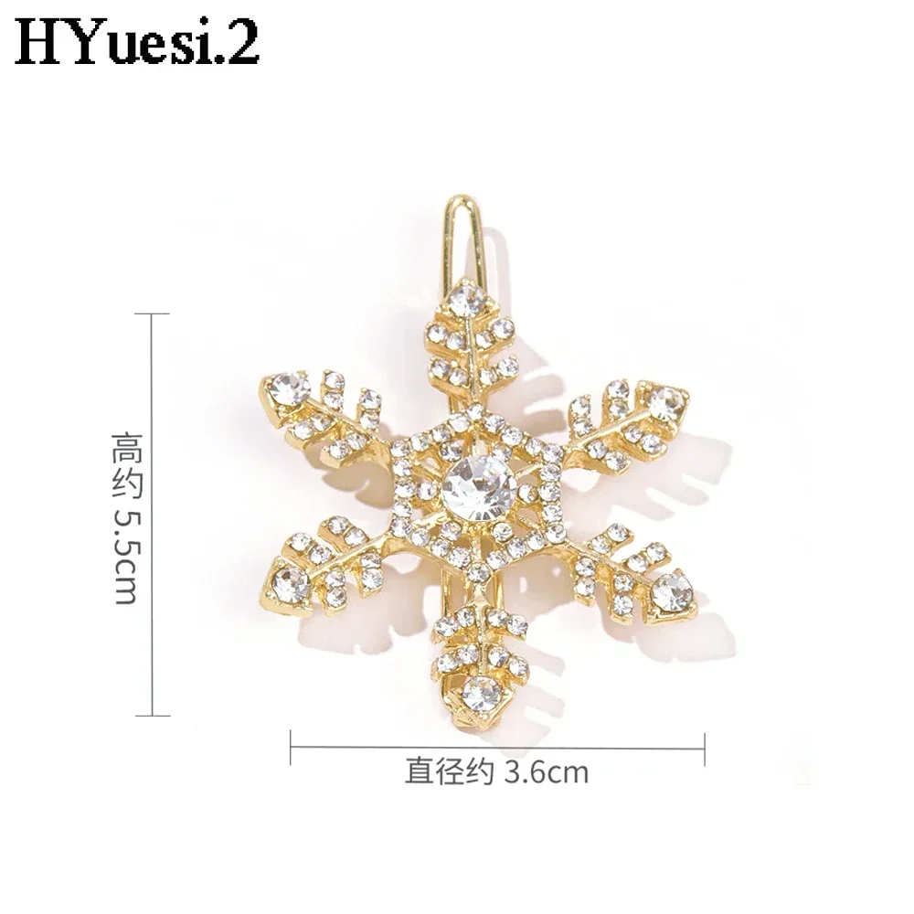 Rhinestone Snowflake Hairpin Women Girls Geometric Bangs Side Clip Christmas Party Hair Barrettes For Kids Gifts