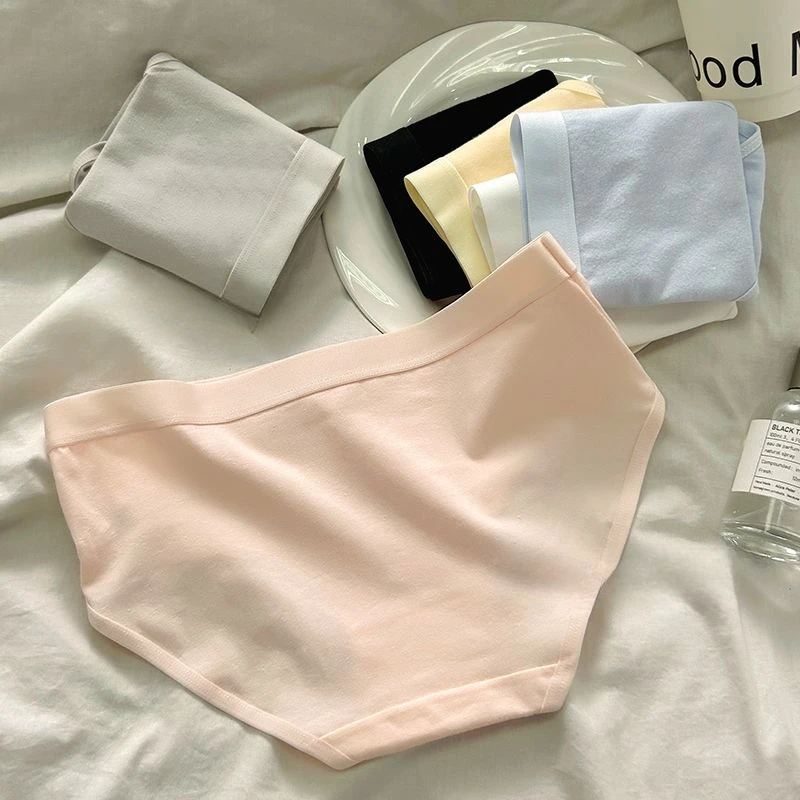 6PCS Teens Girls Cotton Antibacterial Panties Kid Thin Soft Breathable Briefs 9+y Young Child Underwears Solid Baby Cute Knicker
