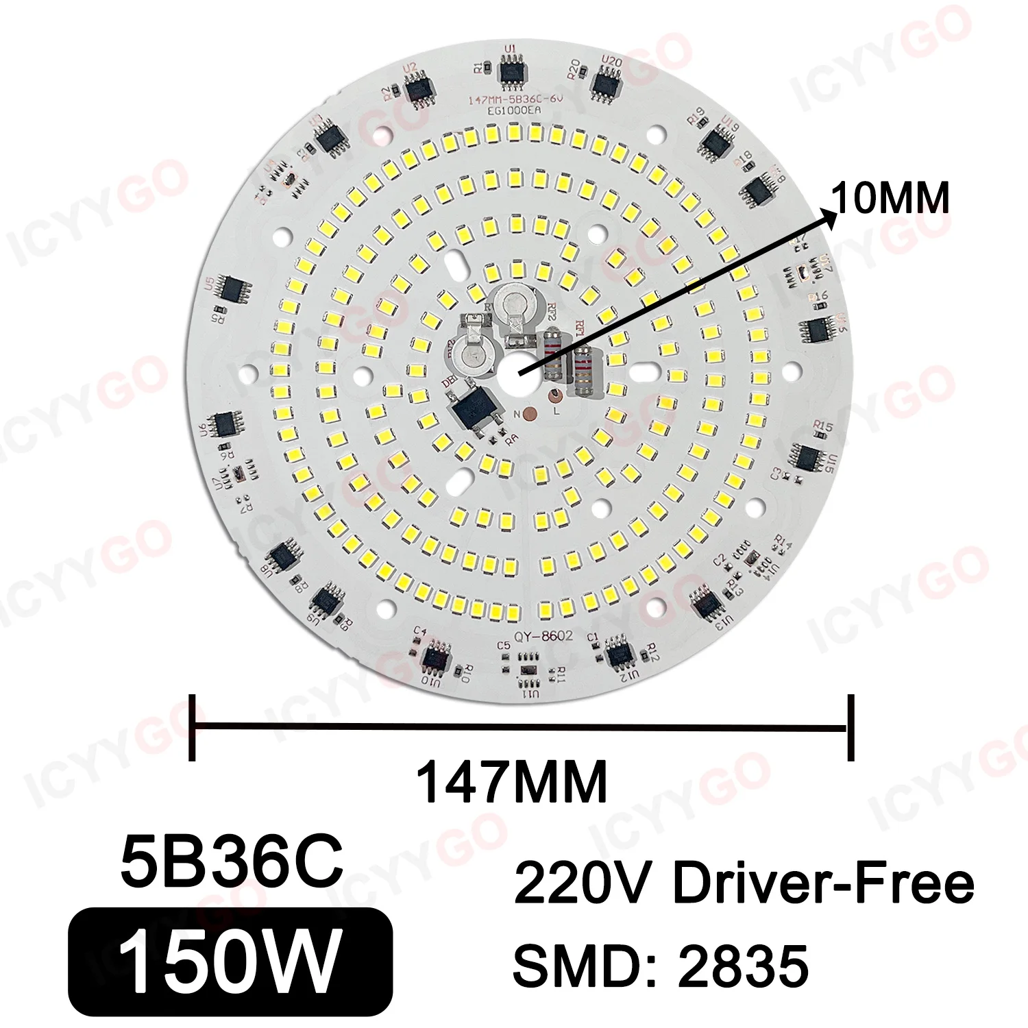 50W 100W 150W LED PCB źródło światła płyta białe światło 6000K AC220V bez sterownika nadaje się do zewnętrznych lamp przemysłowych i górniczych