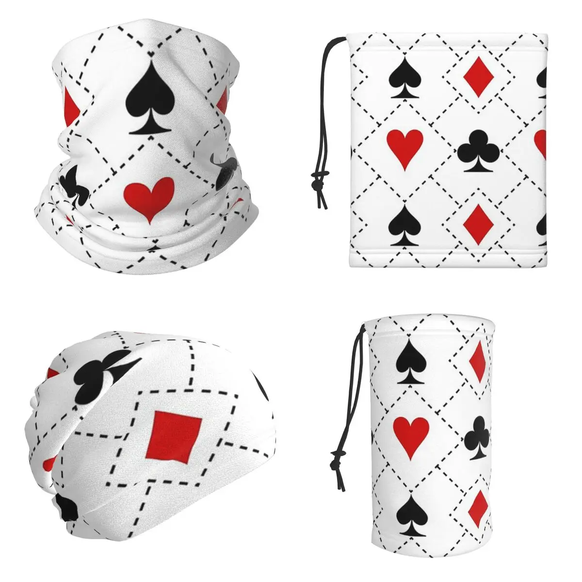 Playing Cards Suit Symbols Pattern Bandana Neck Gaiter Printed Magic Scarf Running Face Mask For Men Women Adult Washable