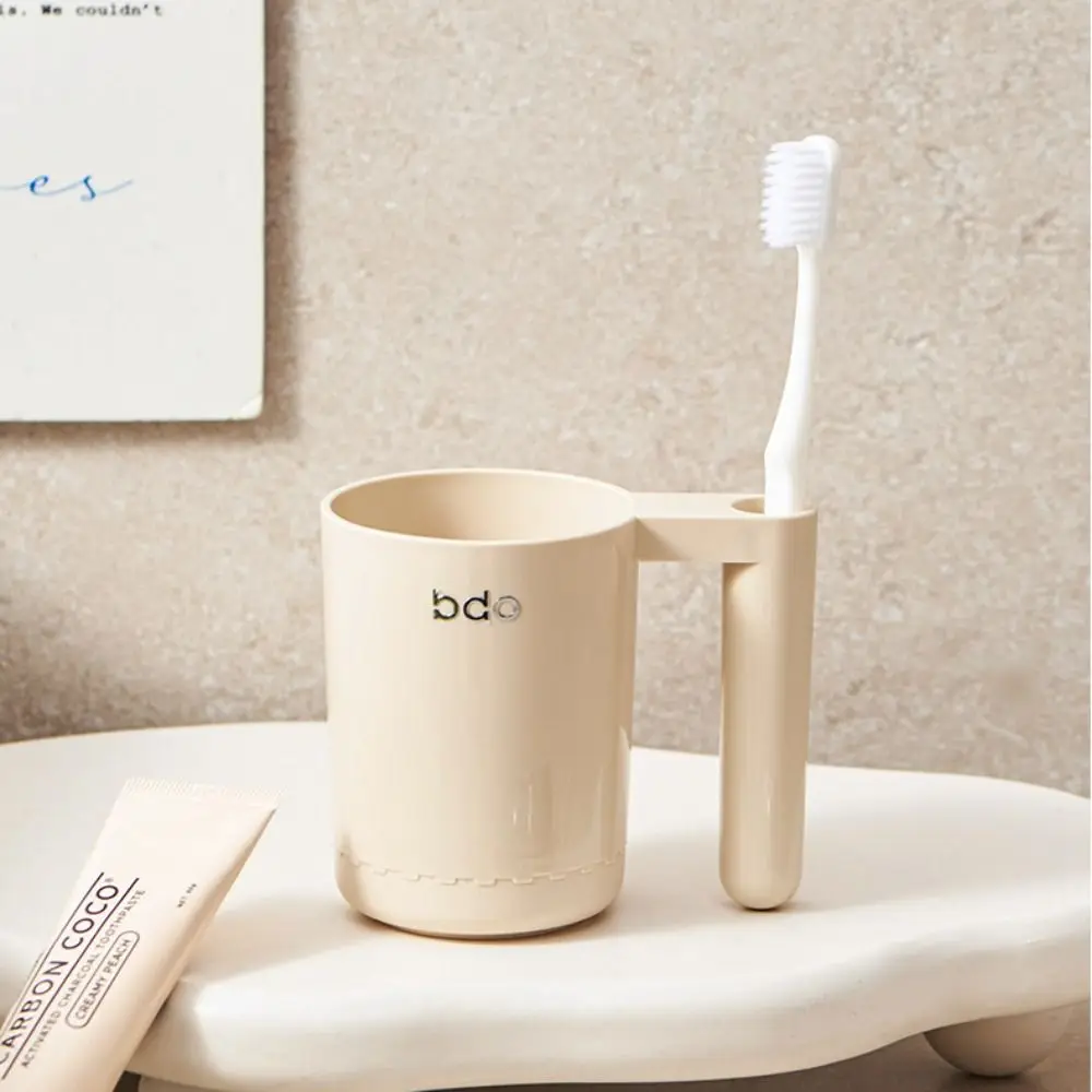 Durable Plastic Toothbrush Mouthwash Cup Cream White Simple Toothbrush Holder 2-IN-1 Washing Mouth Cup Home Bathroom Hotel