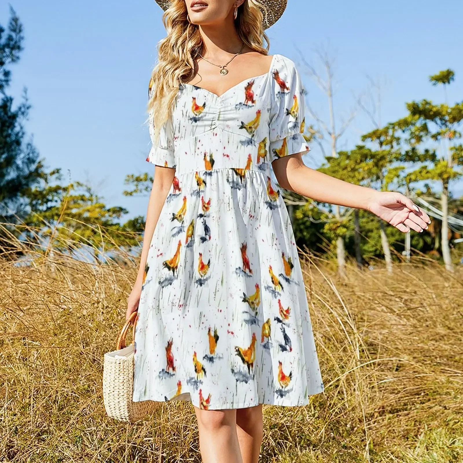 Farm Yard Chickens Sleeveless Dress fairy dress Dresses gala beach dresses Dress