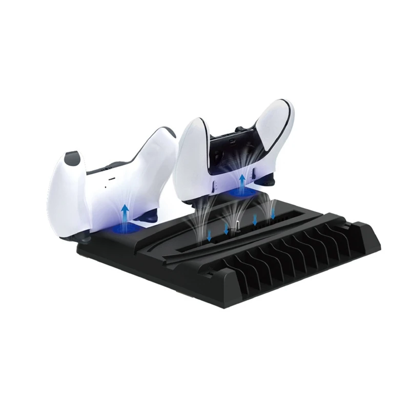 Soporte de refrigeración Vertical delgado para PS5, estación de carga LED, ABS negro + placa Base de Hardware para accesorios de consolas PS5