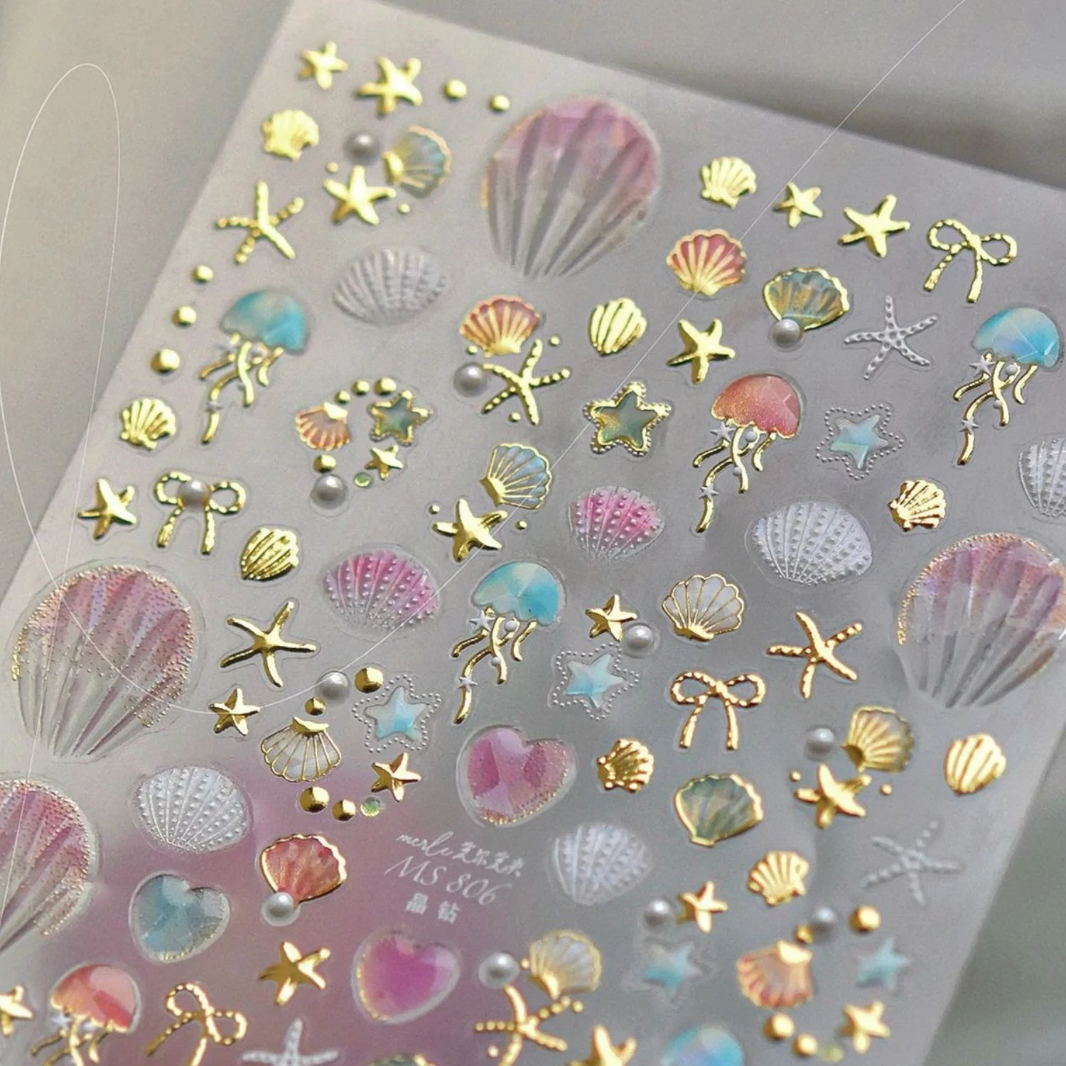 Dizzying Shell Coral Dolphin Starfish Heart Jellyfish Water Bubbles Ocean Adhesive Nail Art Decorations Stickers Manicure Decals