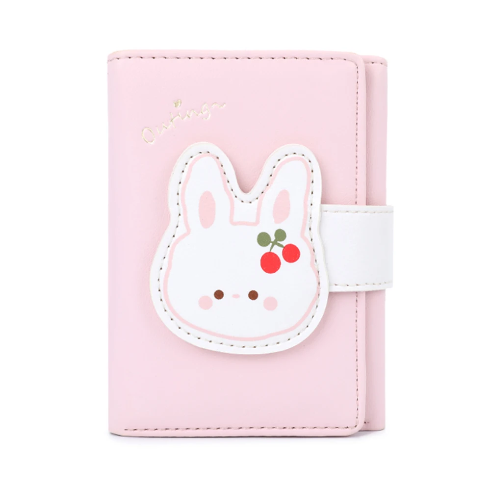 

Lovely Rabbits Buckle Short Trifold Wallet Ultra-thin Large Capacity Coin Purse For Women Girls Small Simple Wallet