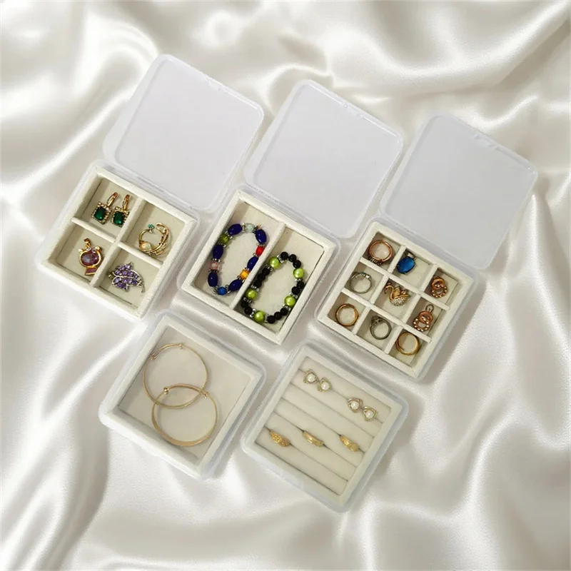 

Portable Ring Display Tray With Dust-proof Case Jewelry Ring Bracelet Pendant Drawer Accessory Storage Plate