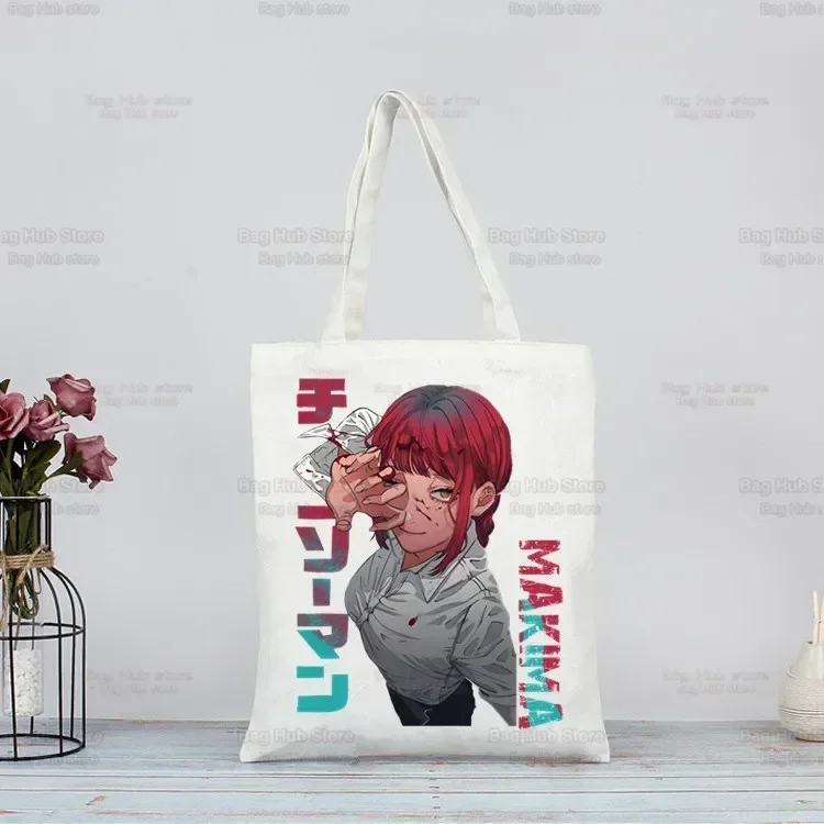 Chainsaw Man MAKIMA Japanese Anime Manga Ulzzang Shopper Bag Print Canvas Tote Bag Handbags Women Bag Harajuku Shoulder Bags