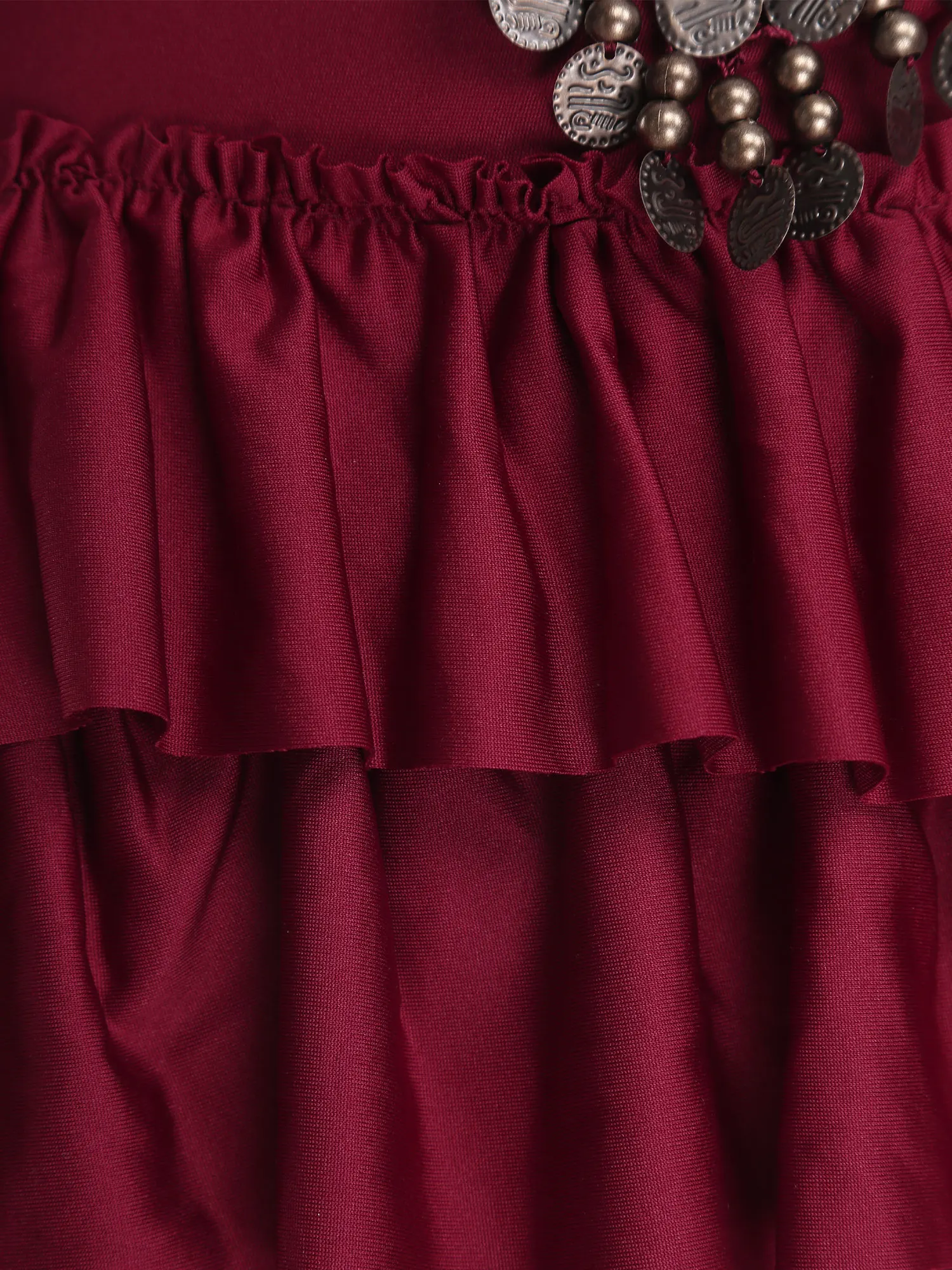 Womens Belly Dance Hip Scarf Waist Chain Retro Sequin Tiered Ruffled Lace-up Waist Skirt Hip Wrap for India Dance Rumba Latin