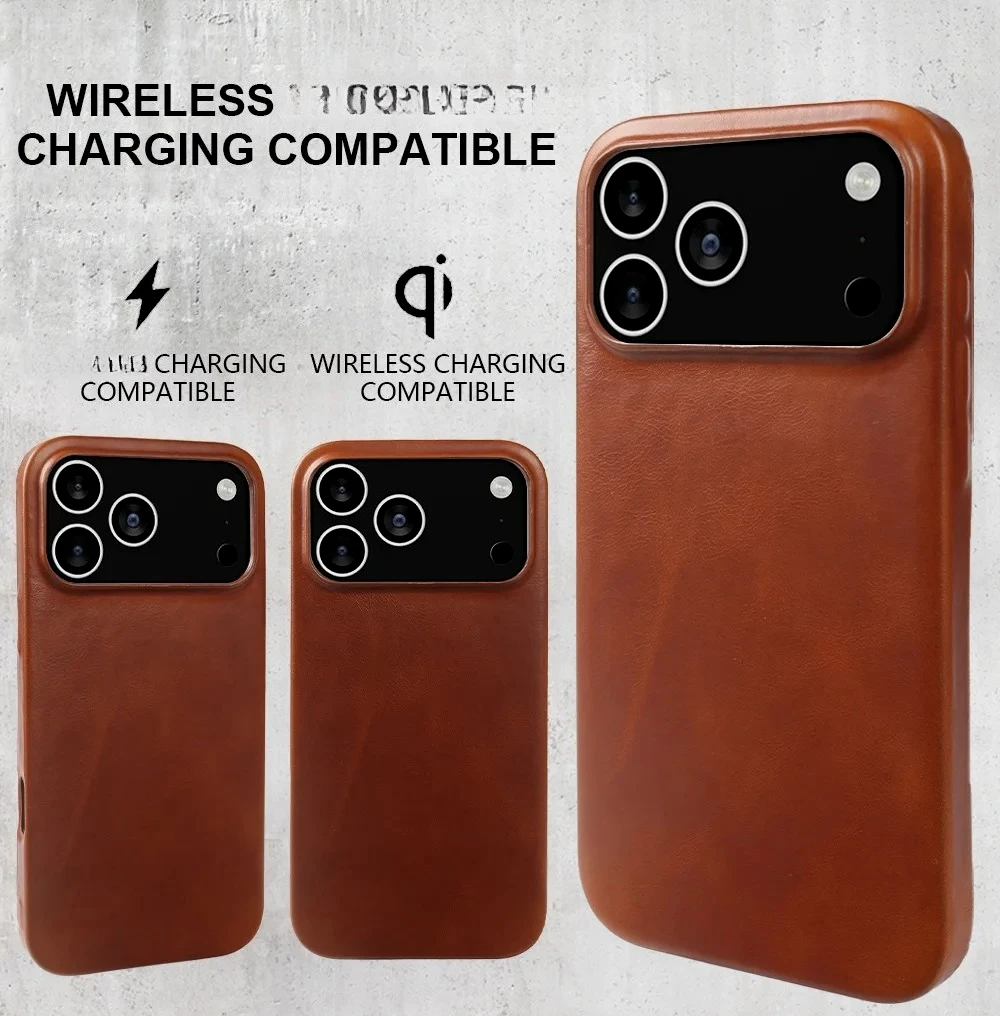 

Full Coverage Oil Wax Leather Case For iPhone 17 Pro Max Air 17 16 Pro 15 14 13 12 11 Magnetic Wireless Charging Phone Cover