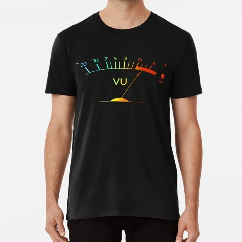 VU Meter Hi-Fi Vintage T-shirt Studio Speaker Turntable Audiophiles hi-fi Remix vinyl everyday casual T-shirts for men and women