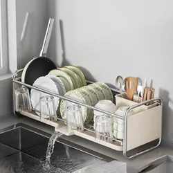 Kitchen Dish Drying Rack,Sink Metal Narrow Storage Organizer,Stainless Steel Shelf,Multifunctional Bowl Plates Tableware Drainer