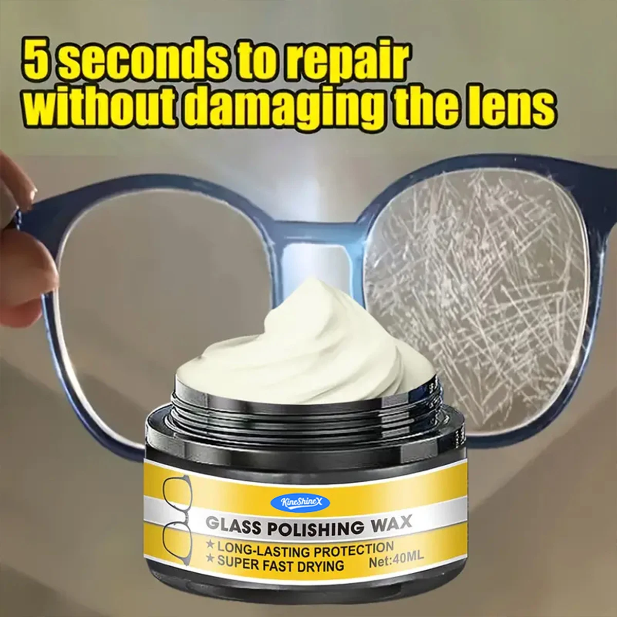 New Multi-Purpose Glass & Lens Scratch Repair Kit – Multi-Function Polish & Refinishing Agent, Paint Care Wax – Restores Clarity