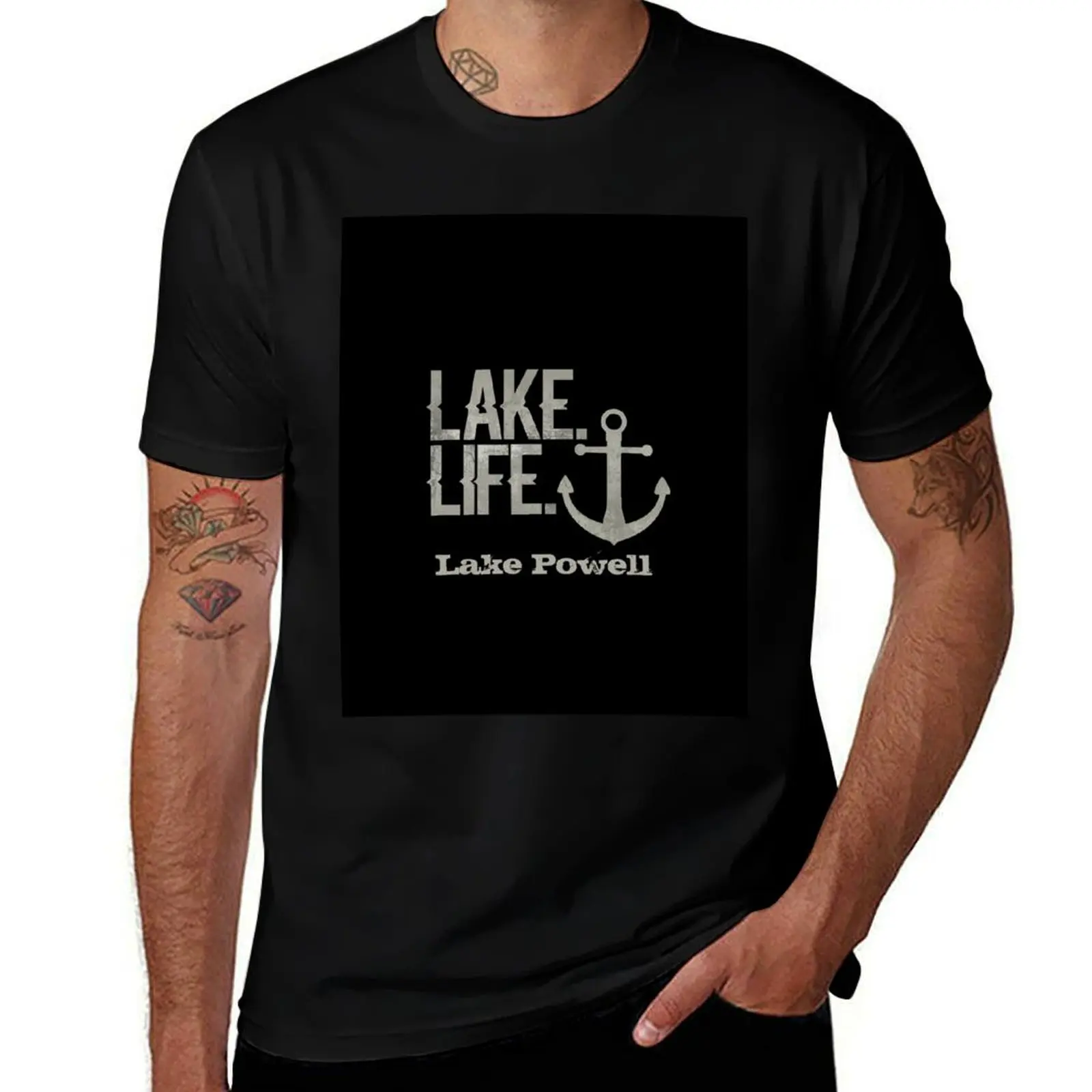 Lake Powell Lake Life Nautical Themed with Anchor T-Shirt tops Aesthetic clothing plus size clothes man clothes t shirt men