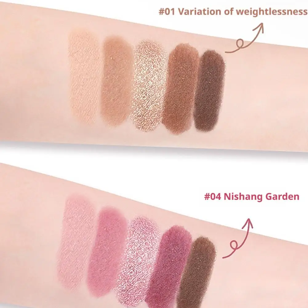 Tavolozza di ombretti Love per trucco occhi duraturo a 5 colori con lucentezza a lunga durata e fard e evidenziatore - Naturale