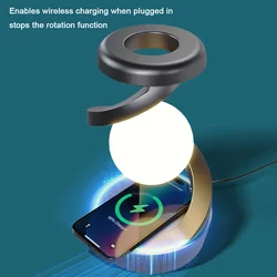 Aluminum Alloy Decompression Hypnosis Rotary Gyro Fingertip Kinetic Levitating Spinner RGB Ball Lamp with Wireless Phone Charger