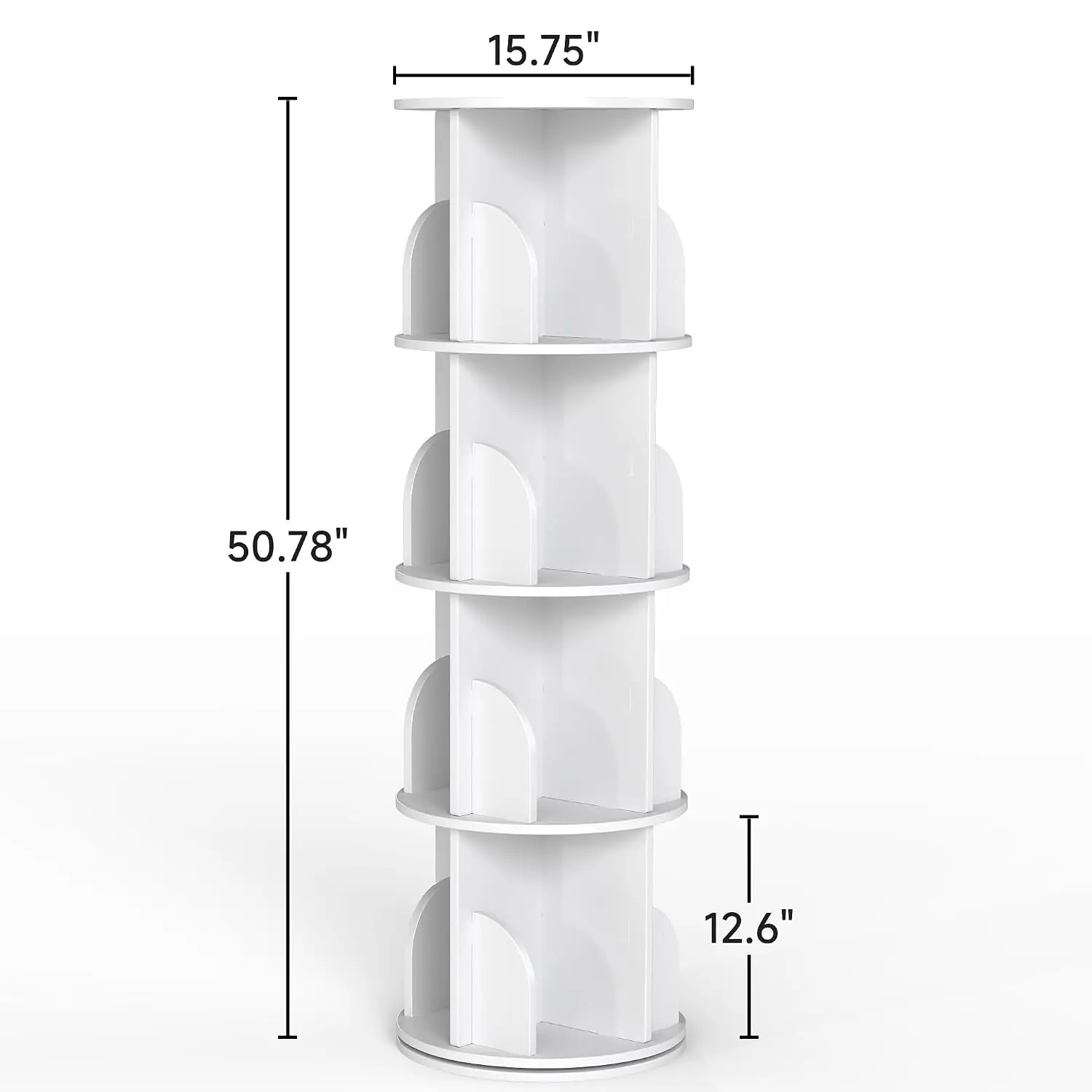 Rotating Bookshelf 360 Spinning Corner Floor Revolving Storage Rack Narrow Organizer Small Space Bedroom Office 4 Tier 50