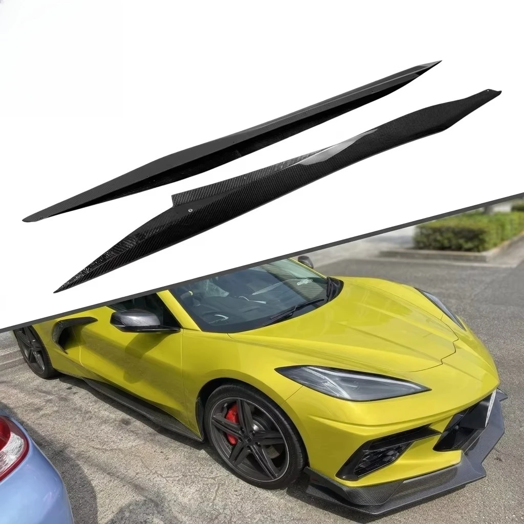 For Corvette C8 Stingray 2019- 2024 ZR1 Style Real Carbon Fiber Side Skirts Rocker Panels Extension Trim S9