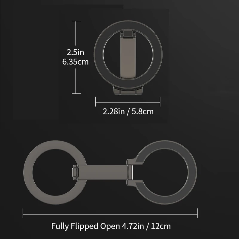 Supporto magnetico forte per telefono cellulare per Magsafe Rotazione a 360 gradi Supporto magnetico bifacciale Staffa pieghevole per iPhone Xiaomi