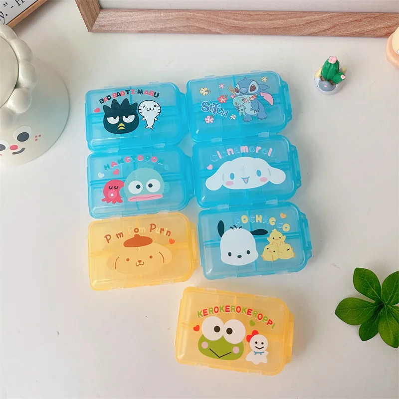 Kawaii Hello Kitty My Melody Kuromi Cartoon Draagbare Verzegelde Medicijndoos Anime Sanrio Meisje Hart Leuke Wegwerp Medicijndoos