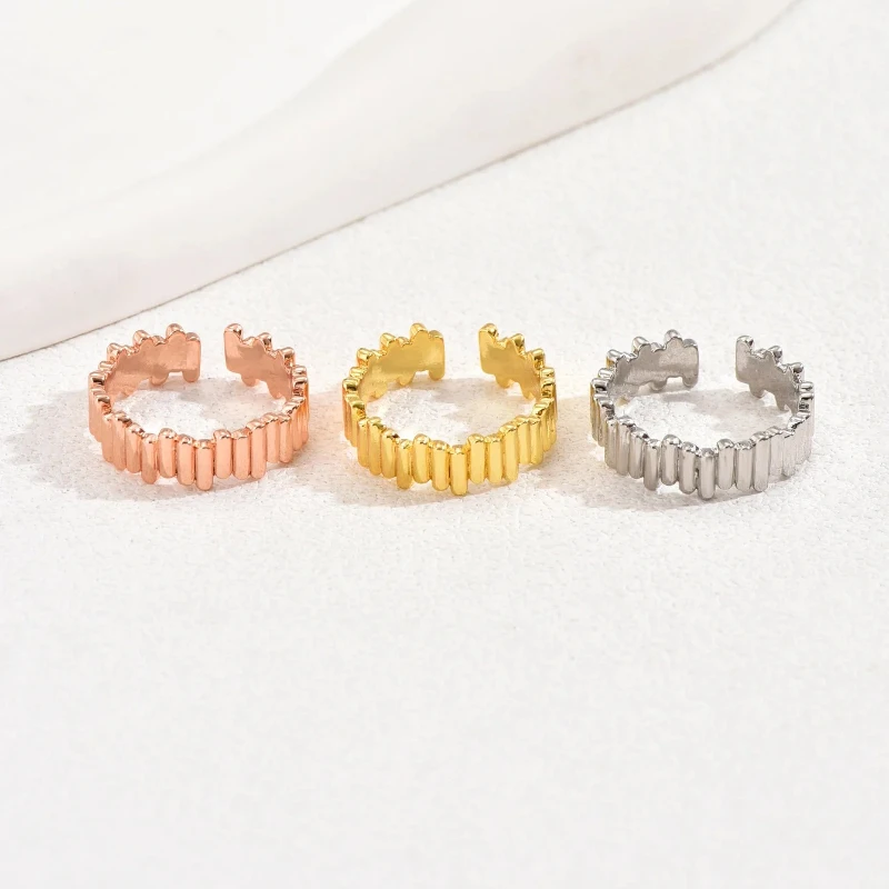 The New Trend Chic Irregular Vertical Bar Open Adjustable Ring Casual Temperament High-grade Jewelry Ring