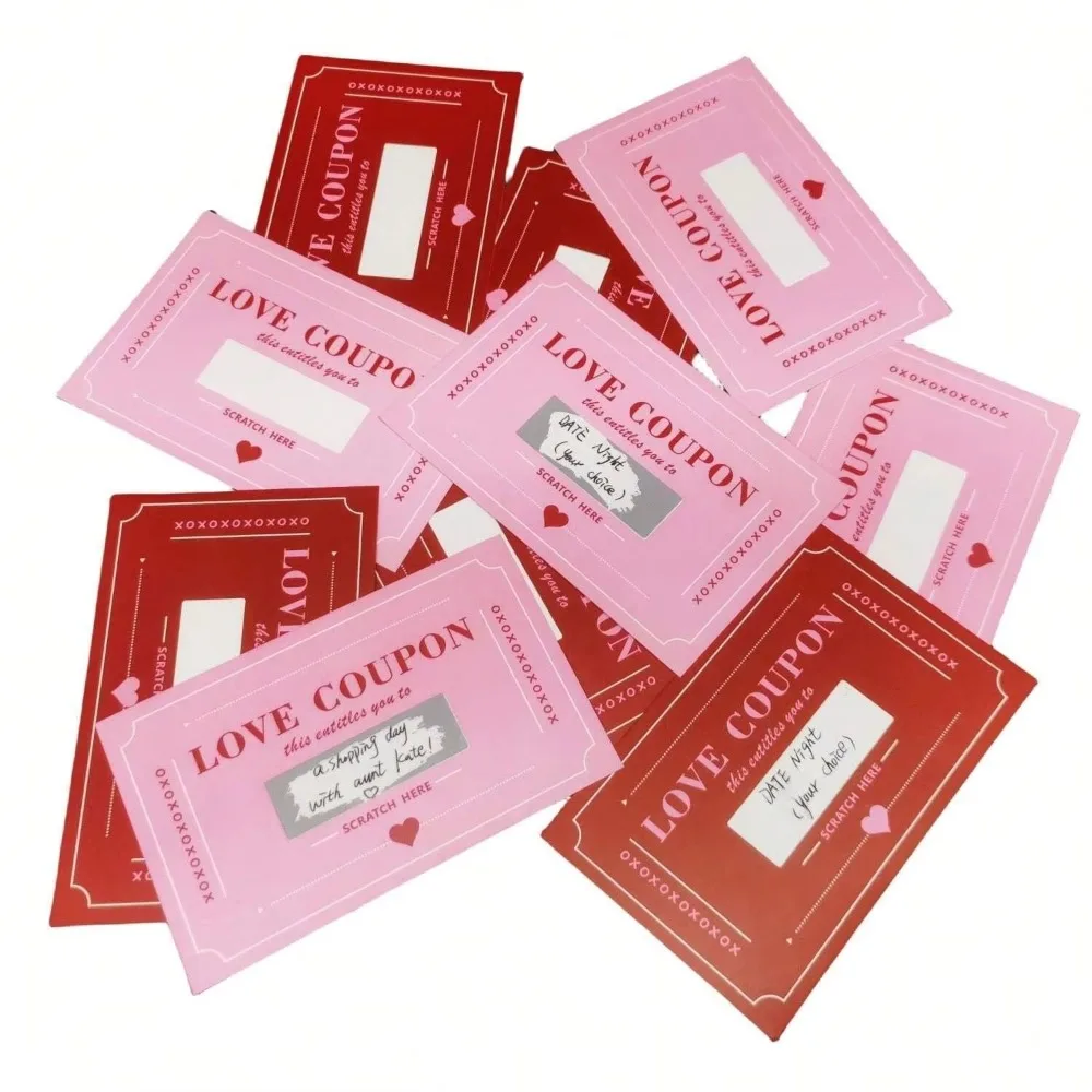 20pcs Romantic Lovers Scratch-off Cards Coupon Wedding Supplies Art Paper Love Coupon Card Creative Scratch Valentine's Day Card view 4