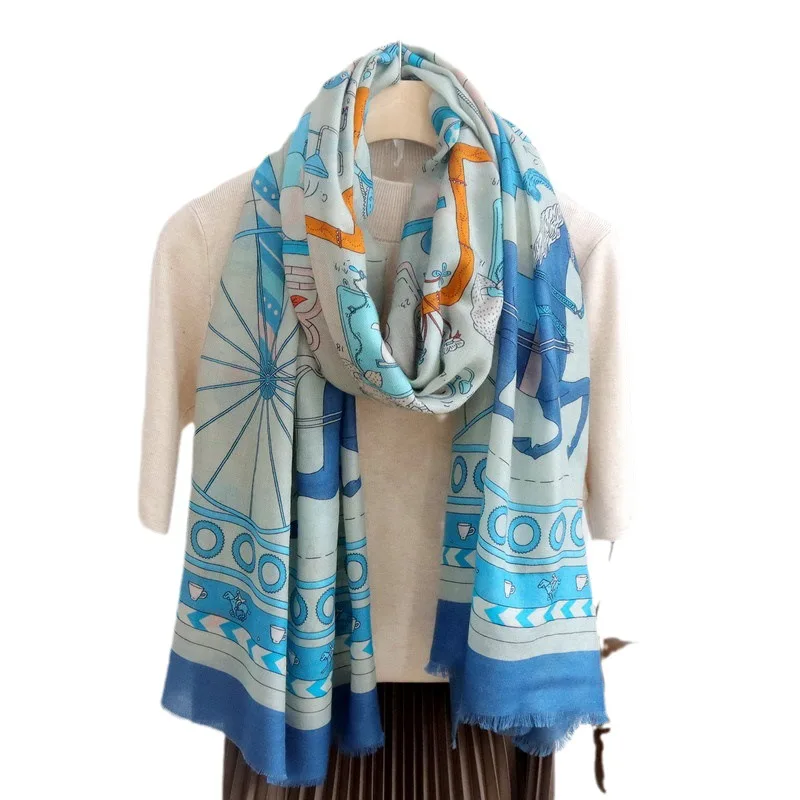 Tea Time Long Tassel Scarf Women 100% Cashmere Pashmina Brand Luxury Shawls Designer Winter Warm 100*200 Scarves Stole