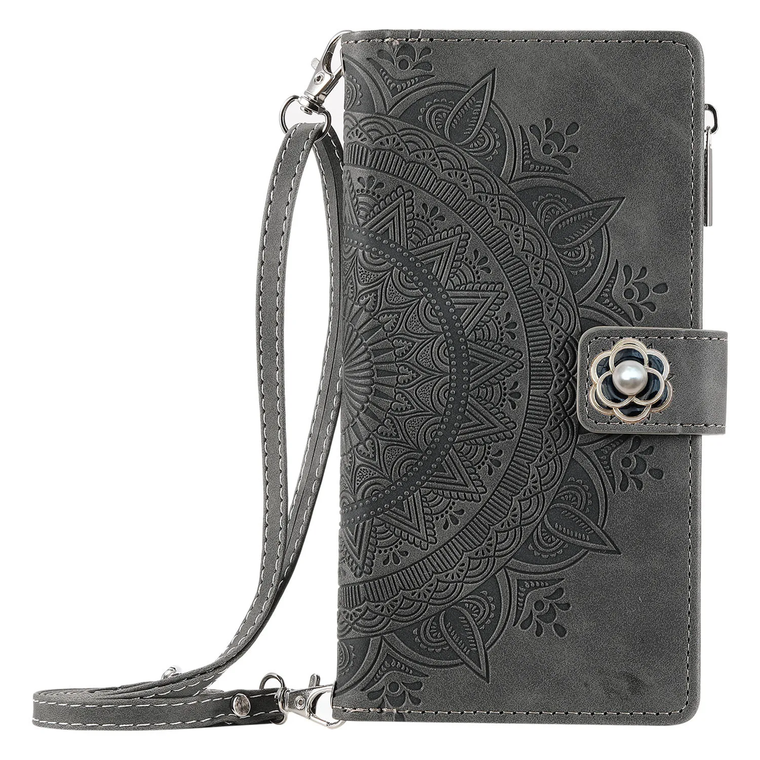 Camellia Buckle Leather Zipper Wallet Case For Samsung Galaxy A54 A34 A24 A14 A04S A04 A73 A53 A33 A23 A13 A03 Flip Cover Coque