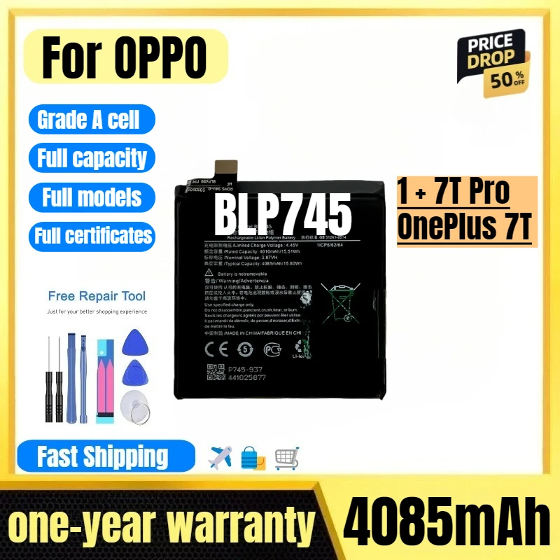 

BLP745 for OPPO 1 + 7T Pro/OnePlus 7T Pro Phone Battery High Quality High Capacity Replacement Bateria Grade A Cell with Tools