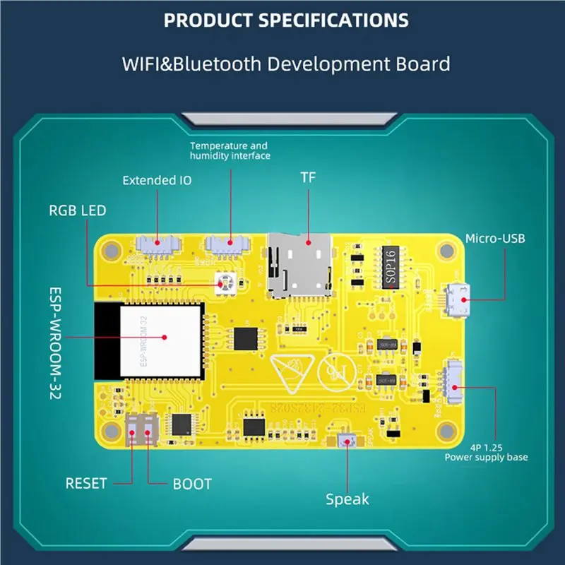 ABZW 2 Set 2.8Inch ESP32-2432S028R ESP32 Display 240X320 Resistive Touchscreen ESP-WROOM-32 WIFI&Bluetooth Development Board